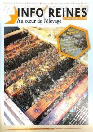 Revue apicole publiée par l'Anercea. N°103 : Production d'essaims et paquets d'abeilles ; formation à l'élevage de reines chez Olivier Verjus ; traitement contre varroa par encagement des reines.