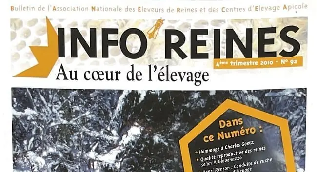 anercea-Revue Apicole-Une Info-Reines n° 92-Élevage de reines. Article Henri Renson