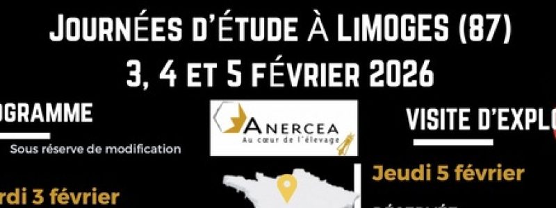 Annonce Journées d'Étude apicoles de l'Anercea, Limoges, février 2026.